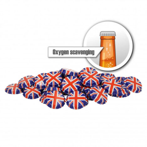 Kroonkurk UK vlag O2 absorberend - 100 stuks 26 mm