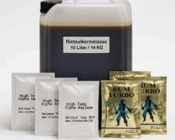 14 Kilo/10 Liter  Melasse, 3x Rum Gist, 3x Alpha Amylase enzymen
